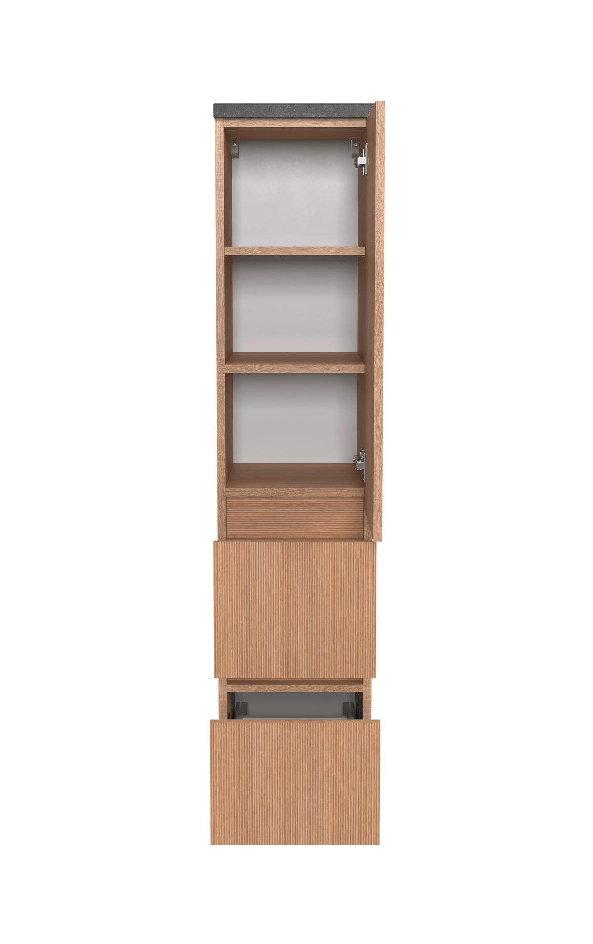MIDISCHRANK 30/131/35 cm  - Eichefarben/Silberfarben, KONVENTIONELL, Holzwerkstoff/Kunststoff (30/131/35cm) - Xora