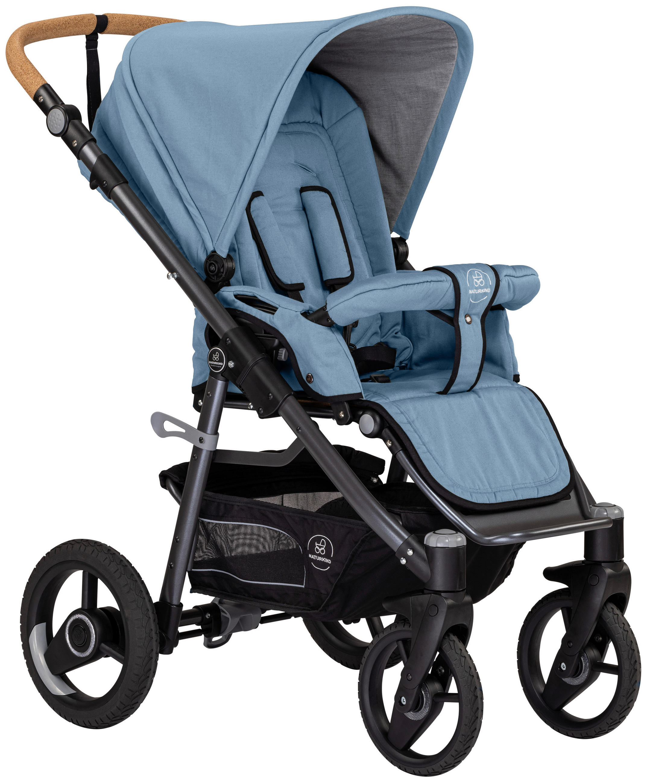 KINDERWAGEN LUX EVO  - Anthrazit/Blaugrau, Basics, Textil/Metall (64/110/100cm) - Naturkind