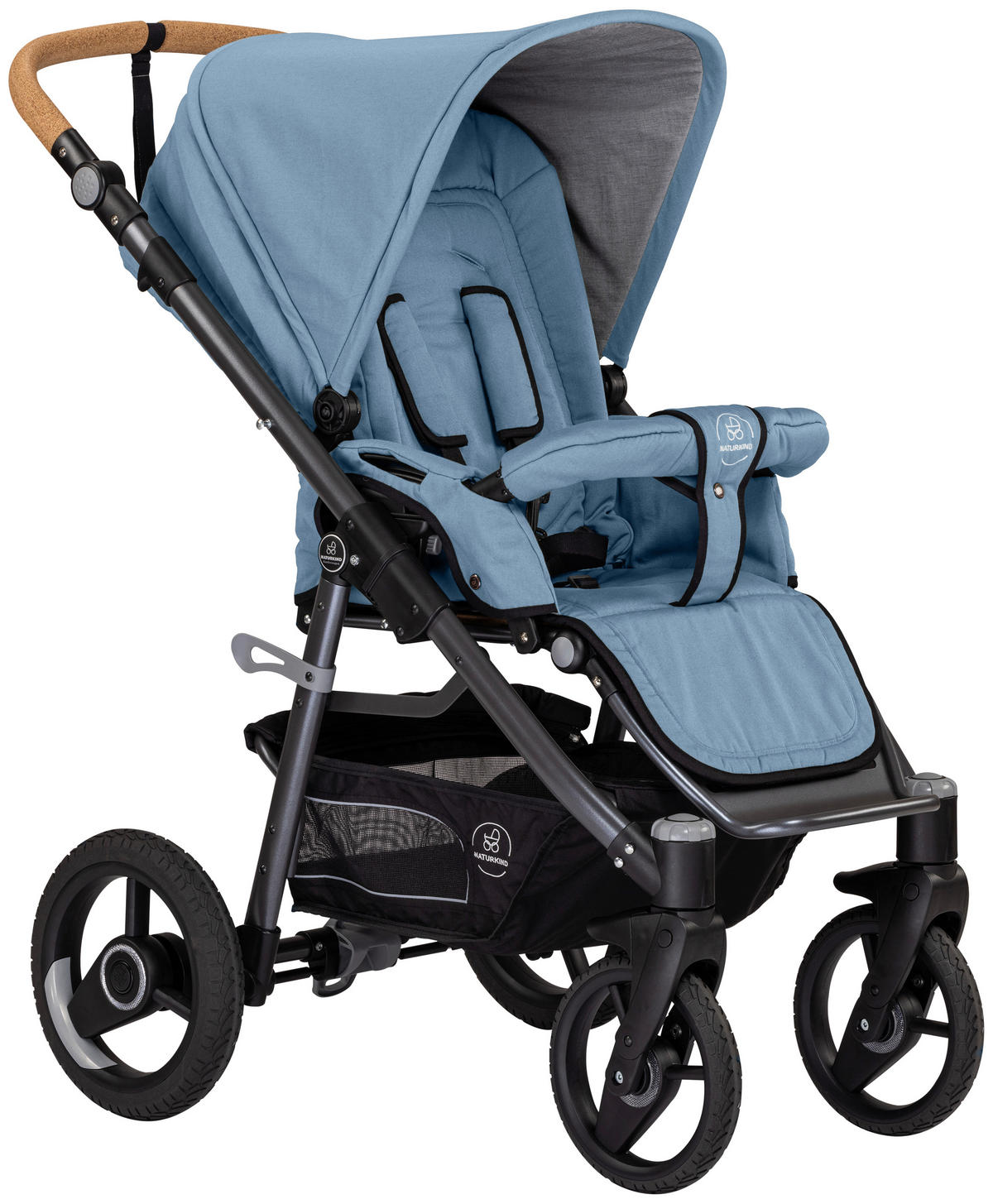 KINDERWAGEN LUX EVO  - Anthrazit/Blaugrau, Basics, Textil/Metall (64/110/100cm) - Naturkind