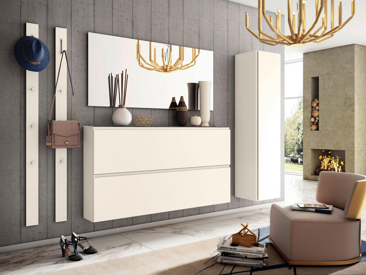 SCHUHKIPPER Gardasee  in 160/81/22 cm  - Sandfarben, Design, Glas/Holzwerkstoff (160/81/22cm) - Moderano