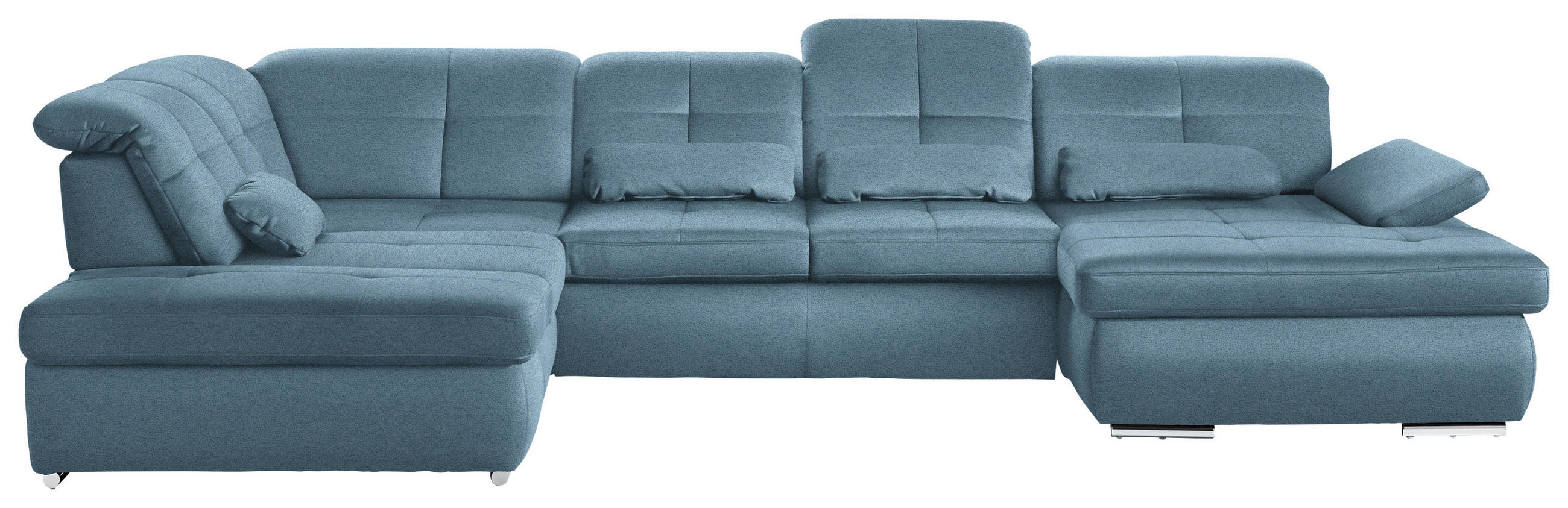 WOHNLANDSCHAFT  in Mikrofaser Hellblau  - Chromfarben/Hellblau, Design, Holzwerkstoff/Textil (260/371/195cm) - Beldomo Style