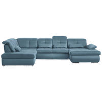 WOHNLANDSCHAFT  in Mikrofaser Hellblau  - Chromfarben/Hellblau, Design, Holzwerkstoff/Textil (260/371/195cm) - Beldomo Style