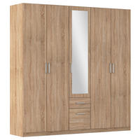 DREHTÜRENSCHRANK Eichefarben  - Eichefarben/Alufarben, Modern, Holzwerkstoff/Kunststoff (226/229/54cm) - Rauch Möbel