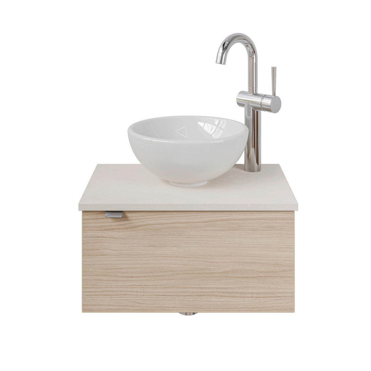 WASCHTISCHKOMBI 50 cm  - Edelstahlfarben/Eichefarben, Design, Keramik/Holzwerkstoff (50cm) - Sadena