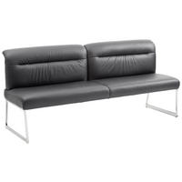 SITZBANK 203/90/74 cm  in Schwarz, Edelstahlfarben  - Edelstahlfarben/Schwarz, Design, Leder/Metall (203/90/74cm) - Joop!