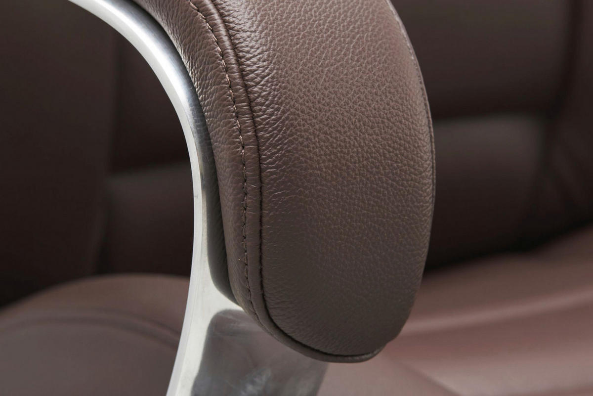 CHEFSESSEL  in Dunkelbraun  - Dunkelbraun/Alufarben, MODERN, Leder/Kunststoff (67/140/67cm) - MID.YOU