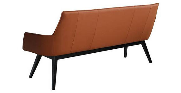 SITZBANK 160/89,5/64 cm in Cognac - Cognac/Schwarz, Design, Leder/Holz (160/89,5/64cm) - Novel