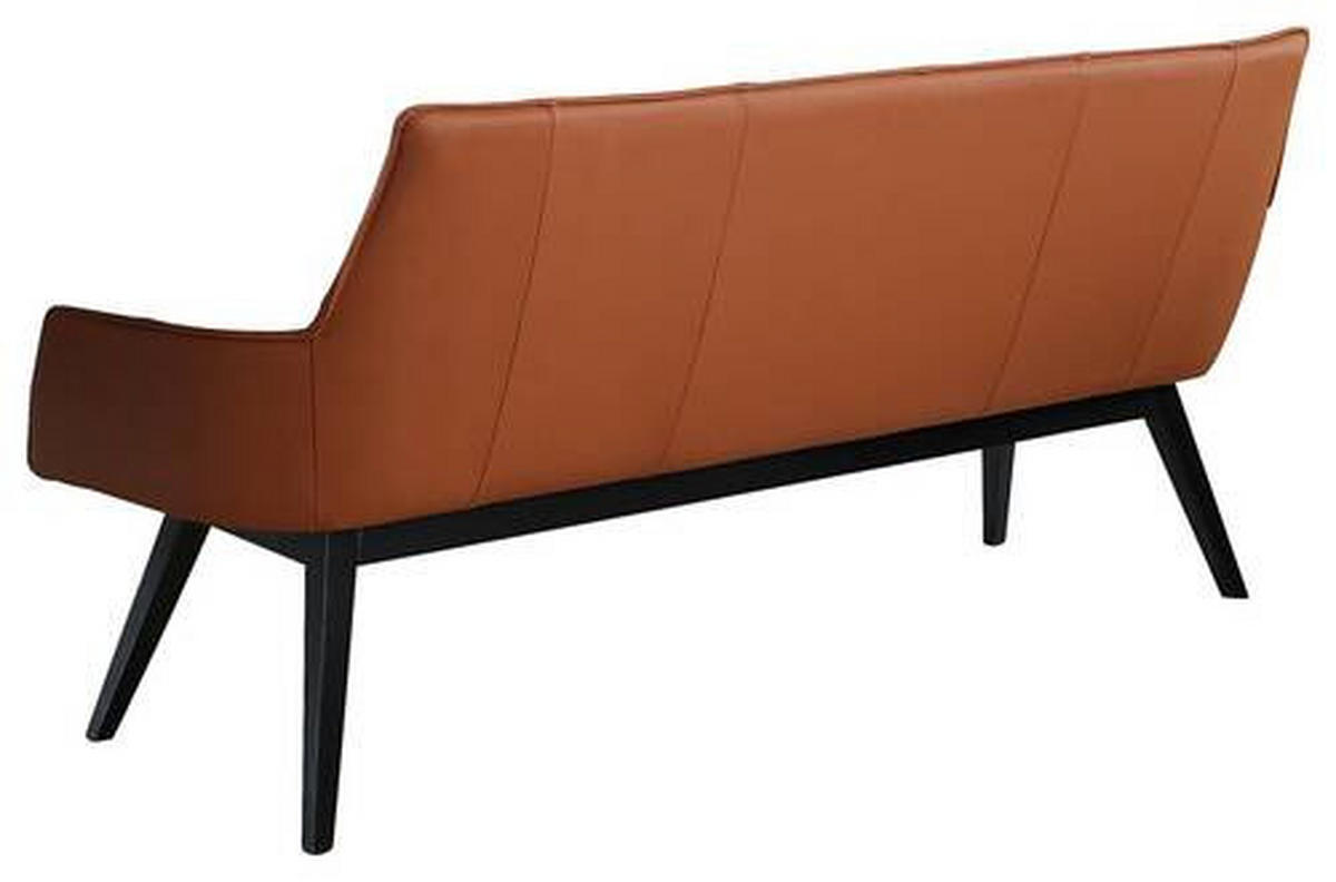 SITZBANK 160/89,5/64 cm Echtleder Cognac Buche massiv  - Cognac/Schwarz, Design, Leder/Holz (160/89,5/64cm) - Novel