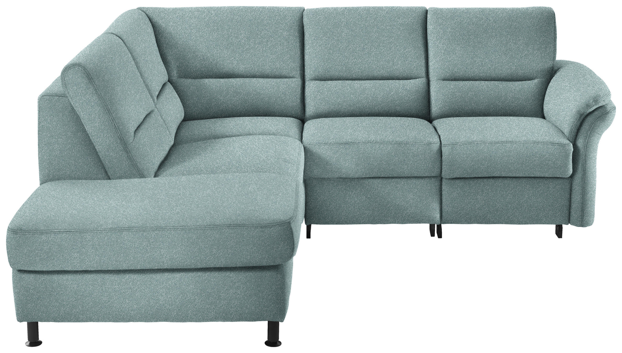 ECKSOFA in Flachgewebe Hellblau  - Schwarz/Hellblau, Modern, Textil/Metall (203/227cm) - Beldomo System
