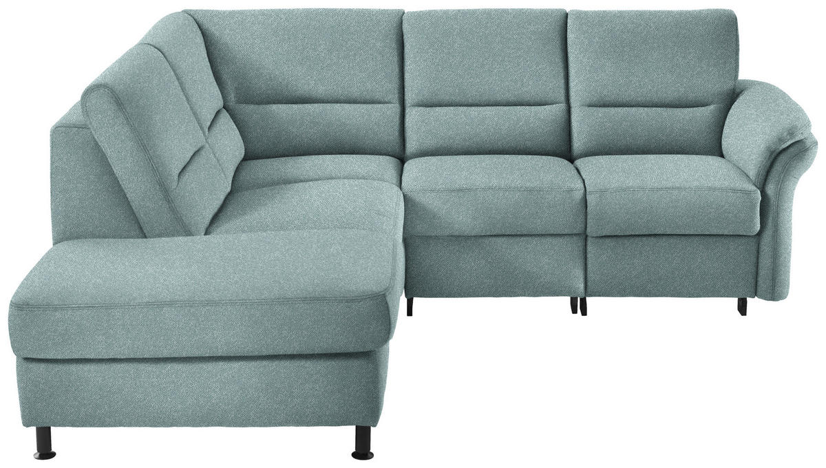 ECKSOFA in Flachgewebe Hellblau  - Schwarz/Hellblau, Modern, Textil/Metall (203/227cm) - Beldomo System