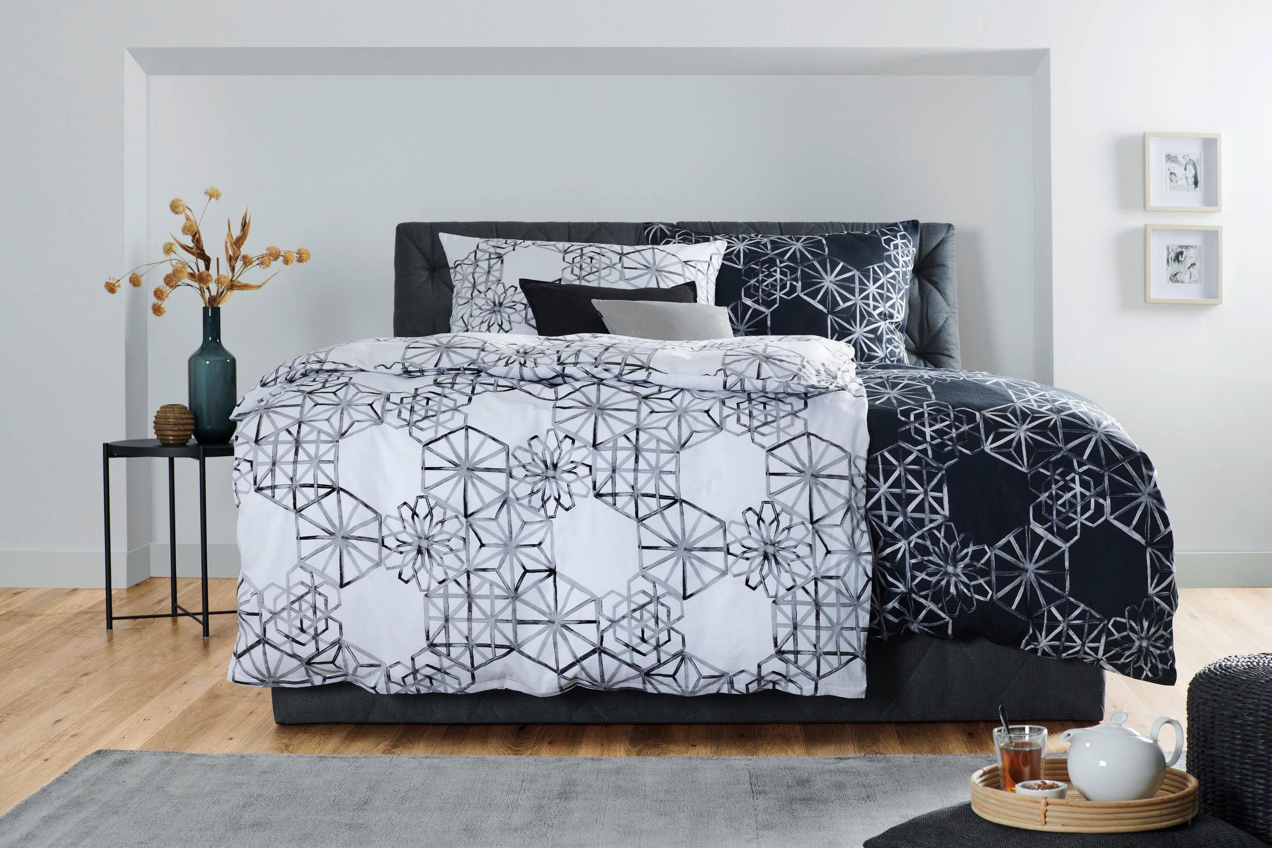 BETTWÄSCHESET Satin 160/210 cm  65 cm/100 cm  - Anthrazit, Konventionell, Textil (160/210cm) - Novel