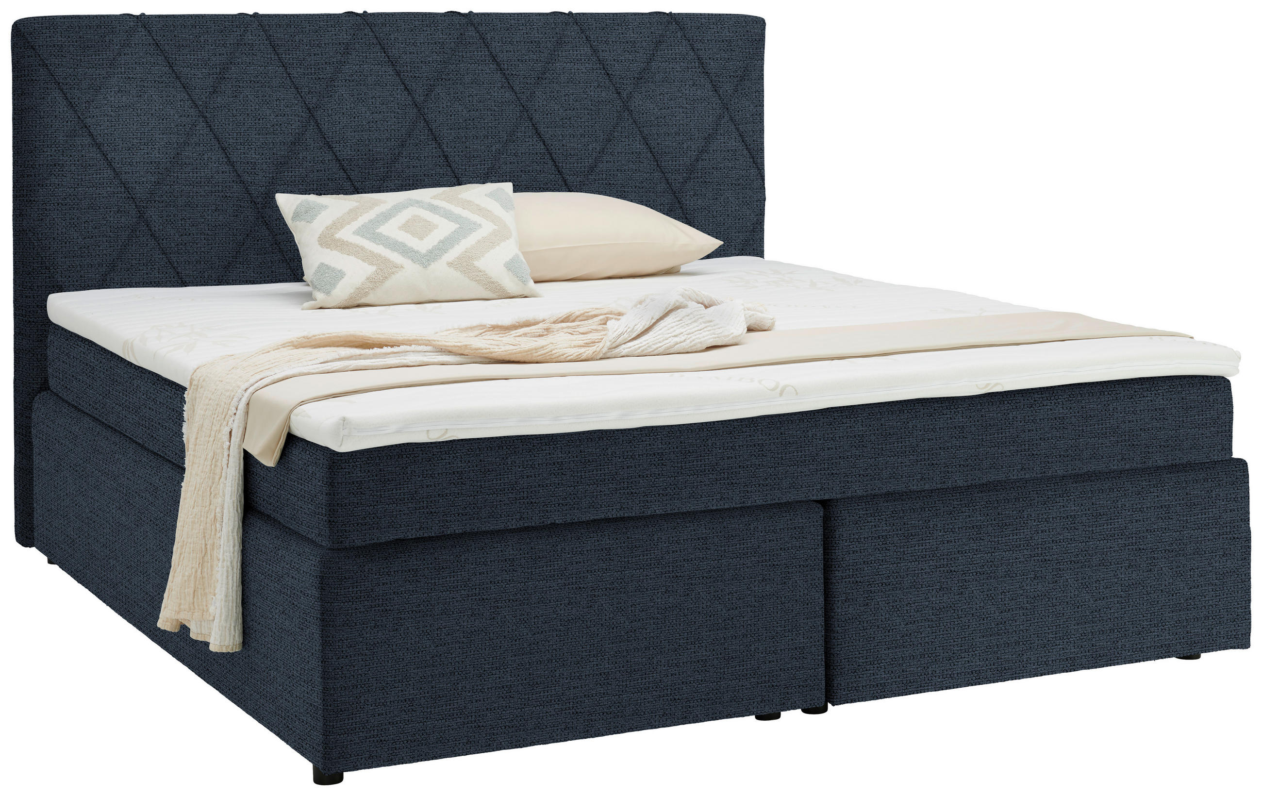 BOXSPRINGBETT 160/200 cm  in Blau  - Blau/Schwarz, Design, Holzwerkstoff/Kunststoff (160/200cm) - Xora