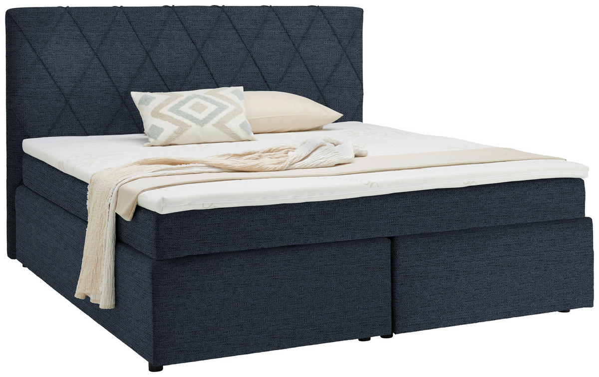 BOXSPRINGBETT 160/200 cm  in Blau  - Blau/Schwarz, Design, Holzwerkstoff/Kunststoff (160/200cm) - Xora