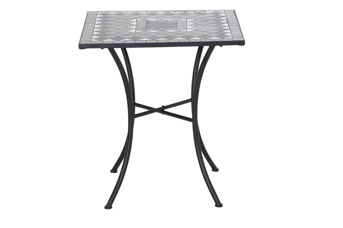 GARTENTISCH 64/64/71 cm Metall, Keramik quadratisch  - Schwarz, KONVENTIONELL, Keramik/Metall (64/64/71cm) - Siena Garden