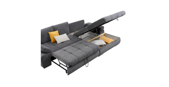 ECKSOFA in Flachgewebe Grau  294/173 cm  - Chromfarben/Weiß, Design, Kunststoff/Textil (294/173cm) - Carryhome