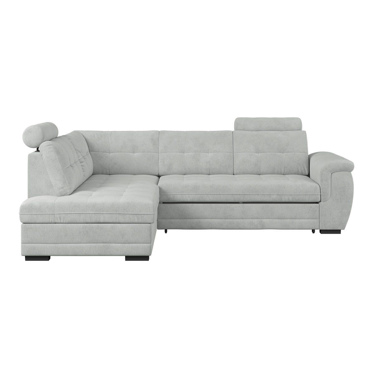 ECKSOFA  Mikrofaser, Struktur Grauweiss  - Schwarz/Grauweiss, Konventionell, Kunststoff/Textil (183/251cm) - MID.YOU