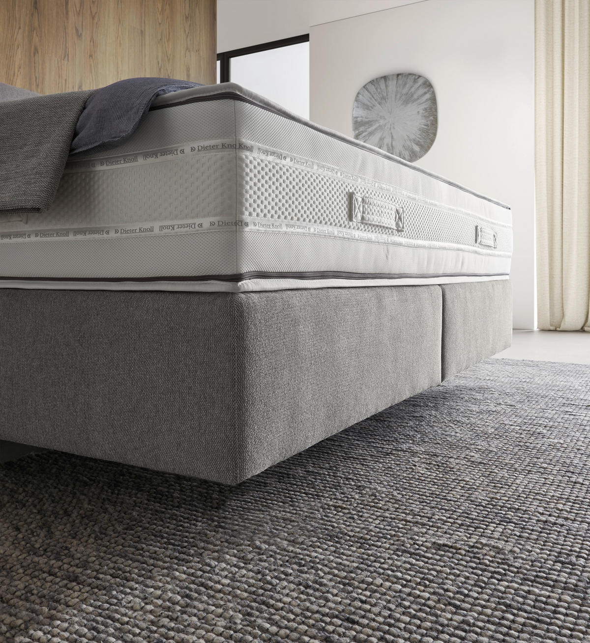 BOXSPRINGBETT 180/200 cm  Hellgrau  - Hellgrau/Schwarz, Design, Holz/Holzwerkstoff (180/200cm) - Dieter Knoll