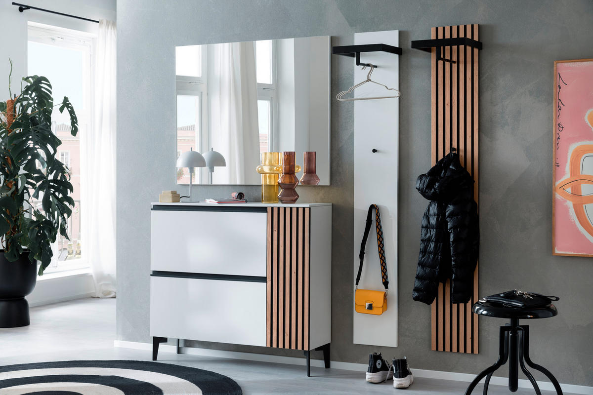 GARDEROBE 4-teilig  in 200/200/30 cm  - Weiss/Eichefarben, Design, Holz/Holzwerkstoff (200/200/30cm) - Moderano