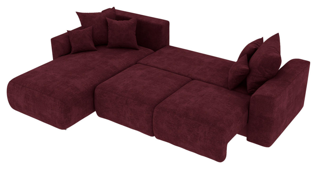 ECKSOFA in Samt Bordeaux  195/293 cm  - Chromfarben/Bordeaux, KONVENTIONELL, Kunststoff/Textil (195/293cm) - Carryhome