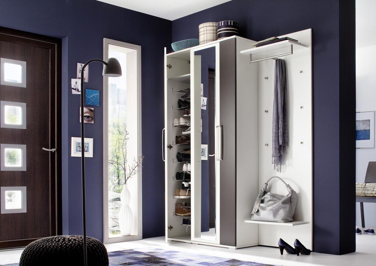GARDEROBE 3-teilig  in 161/201/36 cm  - Braun/Weiß, Design, Glas/Holzwerkstoff (161/201/36cm) - Moderano