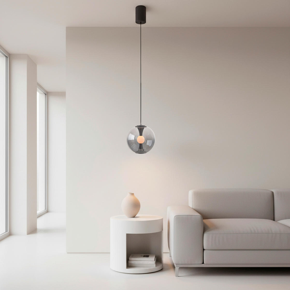 LED-PENDELLEUCHTE PURE Glow 20/80-200 cm   - Grau, MODERN, Glas/Kunststoff (20/80-200cm) - Neuhaus PURE