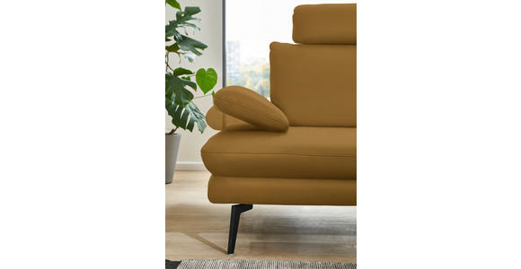 ECKSOFA in Echtleder Currygelb 310/180 cm - Currygelb/Schwarz, Design, Leder/Metall (310/180cm) - Dieter Knoll