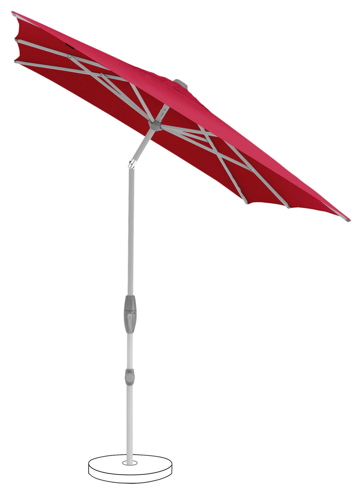 SONNENSCHIRM Rot  - Silberfarben/Rot, KONVENTIONELL, Textil/Metall (250/200cm) - Suncomfort by Glatz