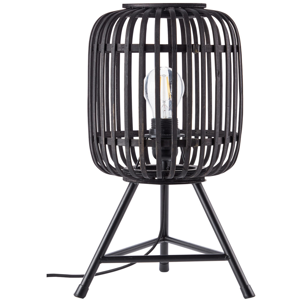 TISCHLEUCHTE 30/41 cm   - Dunkelbraun/Schwarz, Design, Holz/Metall (30/41cm) - Brilliant