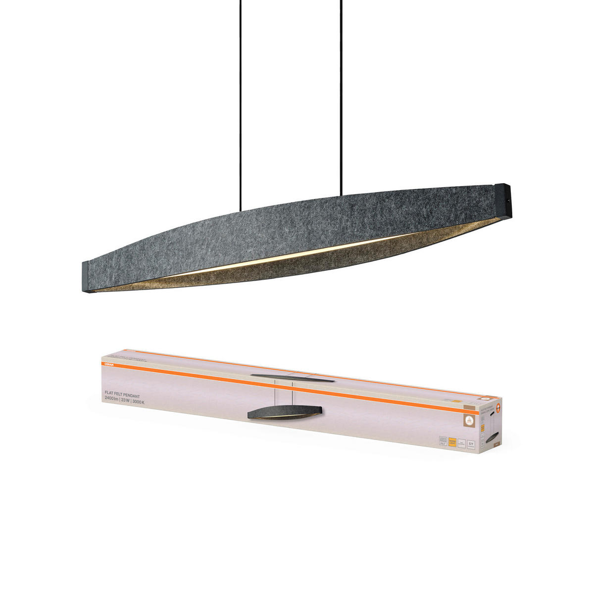LED-HÄNGELEUCHTE 100/17/150 cm  - Dunkelgrau, Design, Kunststoff/Textil (100/17/150cm) - Osram