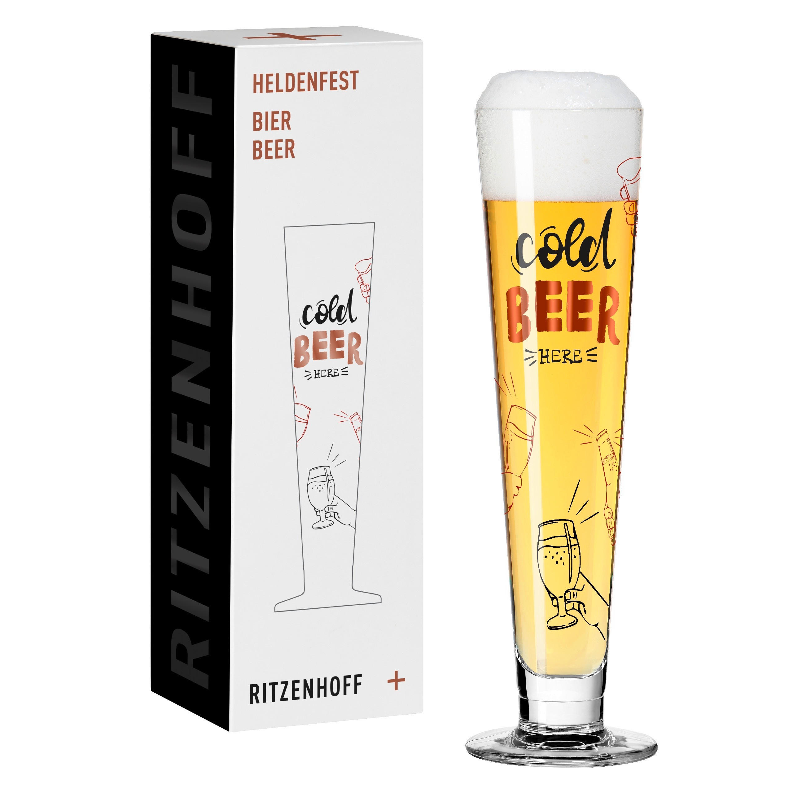 BIERGLAS Heldenfest 385 ml  - Rot/Goldfarben, Trend, Glas (7,5/24,9/7,5cm) - Ritzenhoff