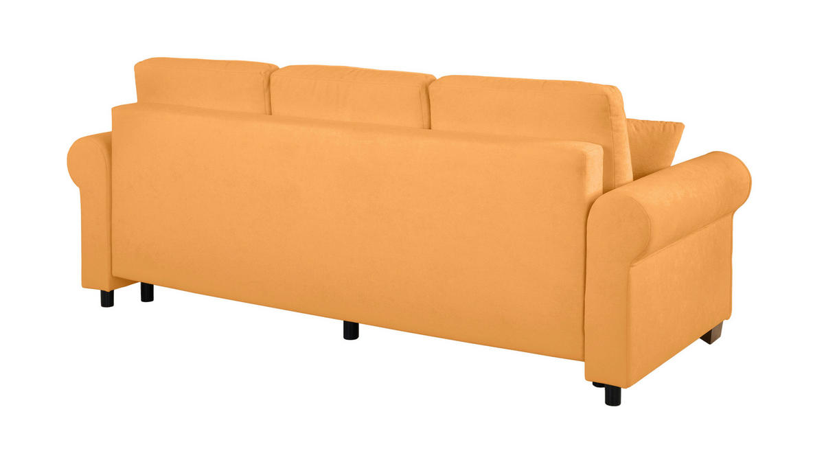 SCHLAFSOFA in Bouclé Gelb  - Gelb/Buchefarben, Design, Holz/Textil (240/94/98cm) - MID.YOU