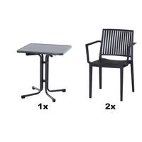 GARTENGARNITUR 3-teilig  - Anthrazit, Basics, Holzwerkstoff/Kunststoff (70/80/70cm) - Siena Garden