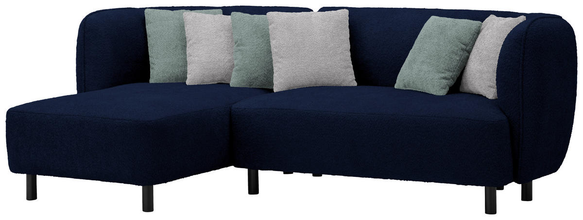 ECKSOFA in Chenille Blau  - Blau/Beige, Design, Holz/Textil (148/236cm) - Lomoco
