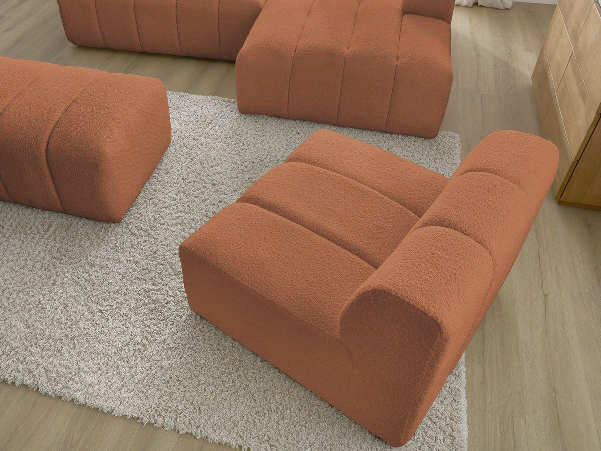 ECKSOFA Ottomane rechts  ANNECY Orange Bouclé  - Schwarz/Orange, MODERN, Kunststoff/Textil (262/170cm)