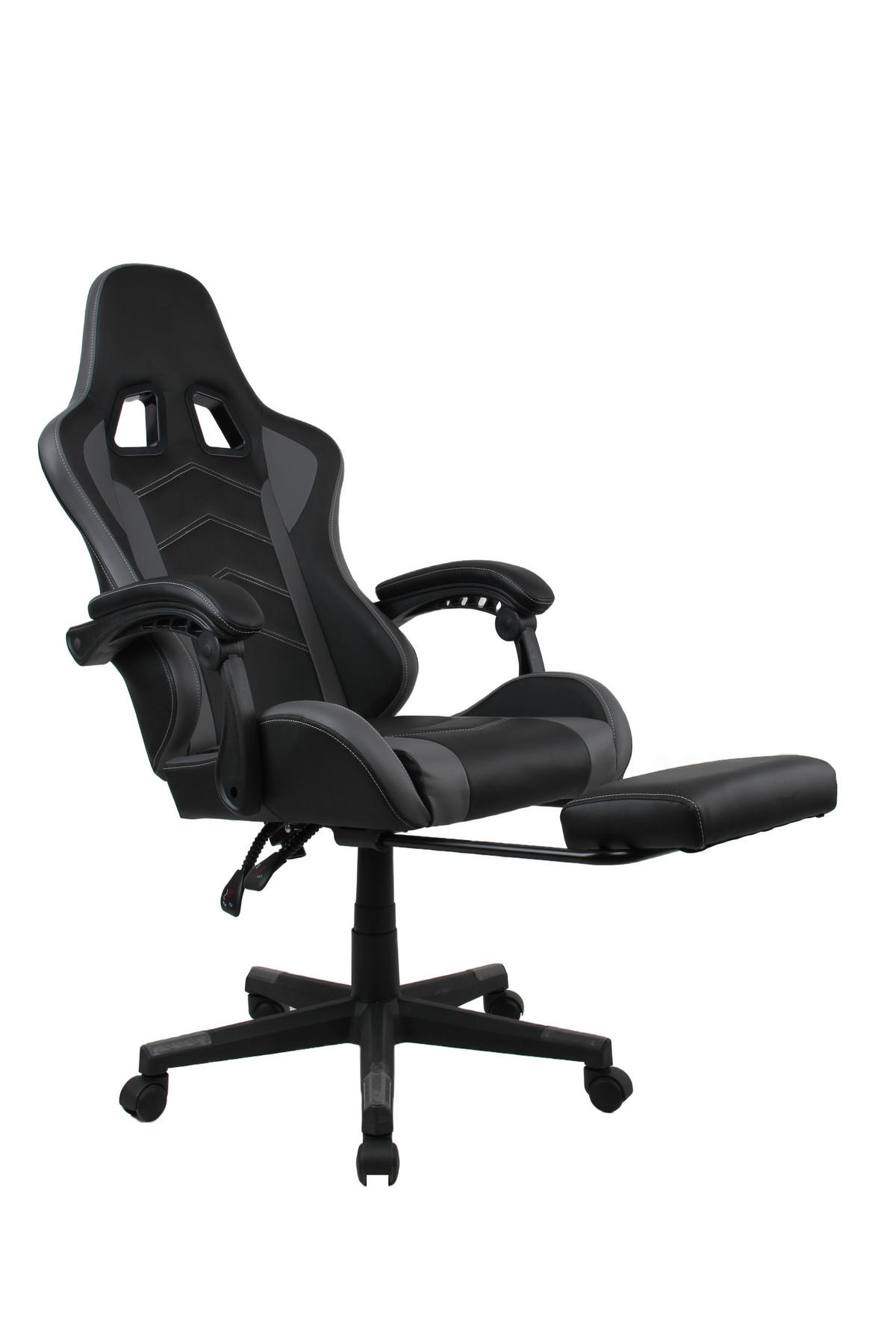 GAMINGSTUHL  in Lederlook Grau, Schwarz  - Schwarz/Grau, Lifestyle, Kunststoff/Textil (64/124-134/70cm) - MID.YOU