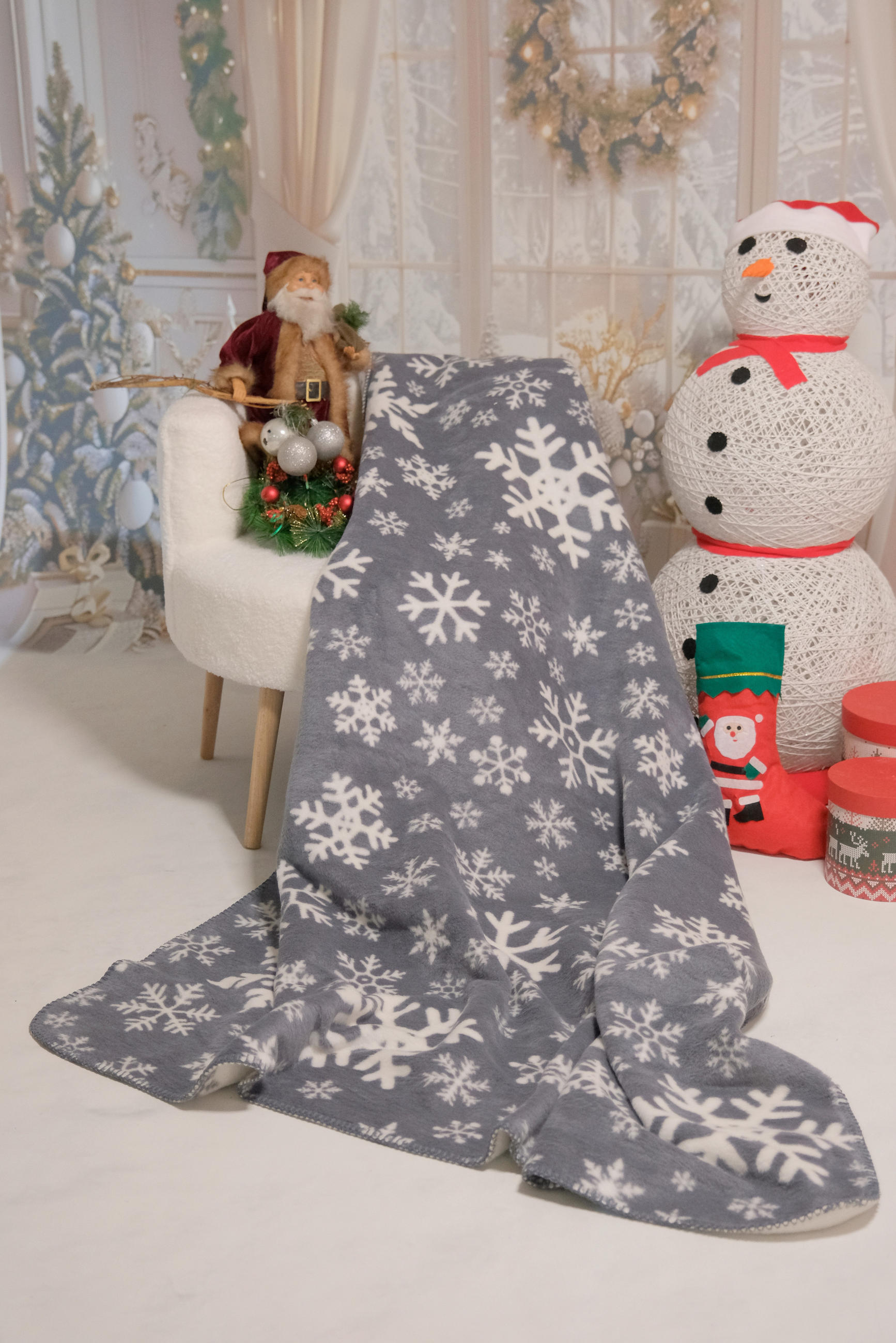 TAKARÓ  - fehér/szürke, Basics, textil (36/36/10cm)