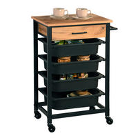 SERVIERWAGEN in Schwarz, Hellbraun  - Hellbraun/Schwarz, Basics, Holzwerkstoff/Kunststoff (47/85/37cm) - Kesper