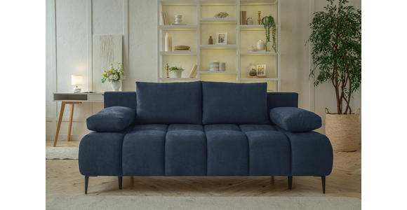 SCHLAFSOFA in Jacquard Dunkelblau  - Schwarz/Dunkelblau, MODERN, Textil/Metall (204/90/95cm) - Hom`in