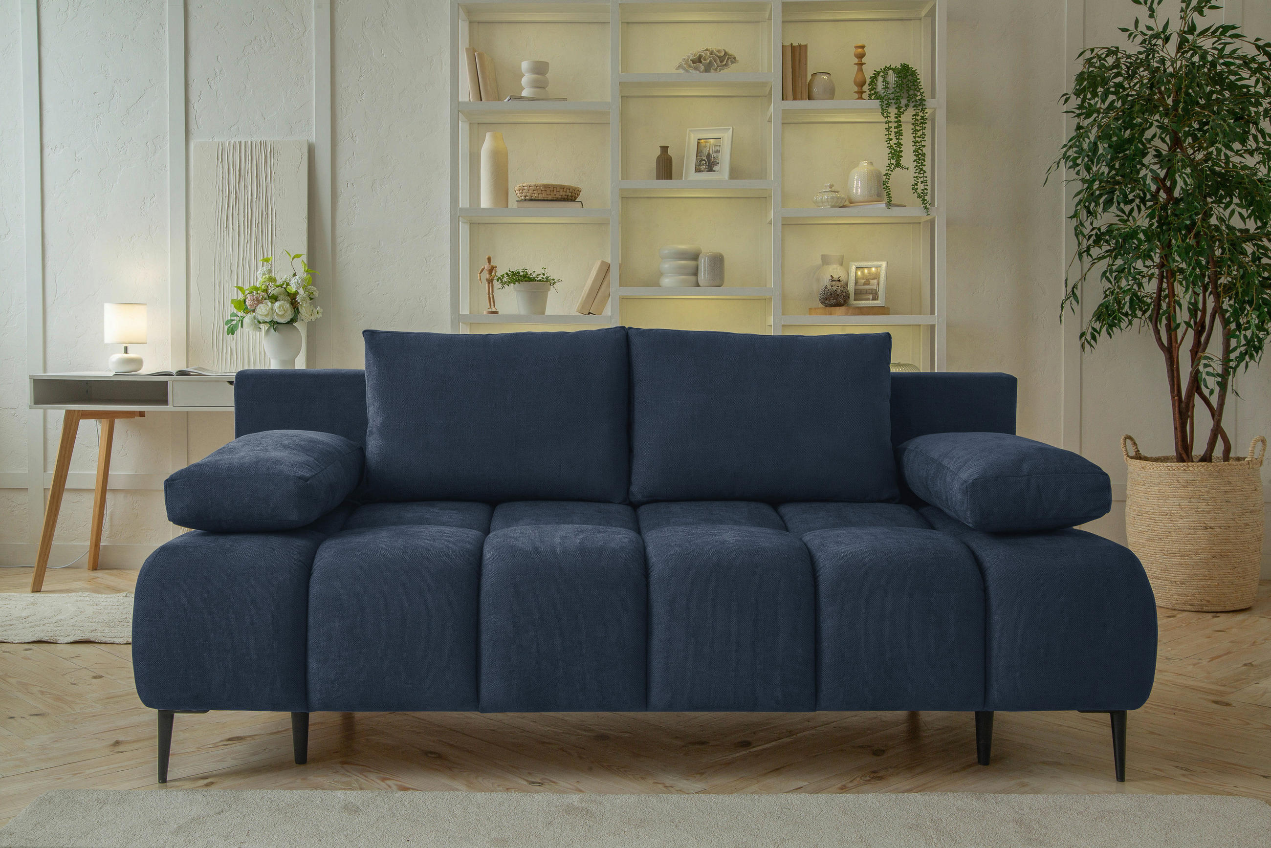 CANAPEA EXTENSIBILĂ textil albastru închis  - albastru închis/negru, Modern, metal/textil (204/90/95cm) - Hom`in