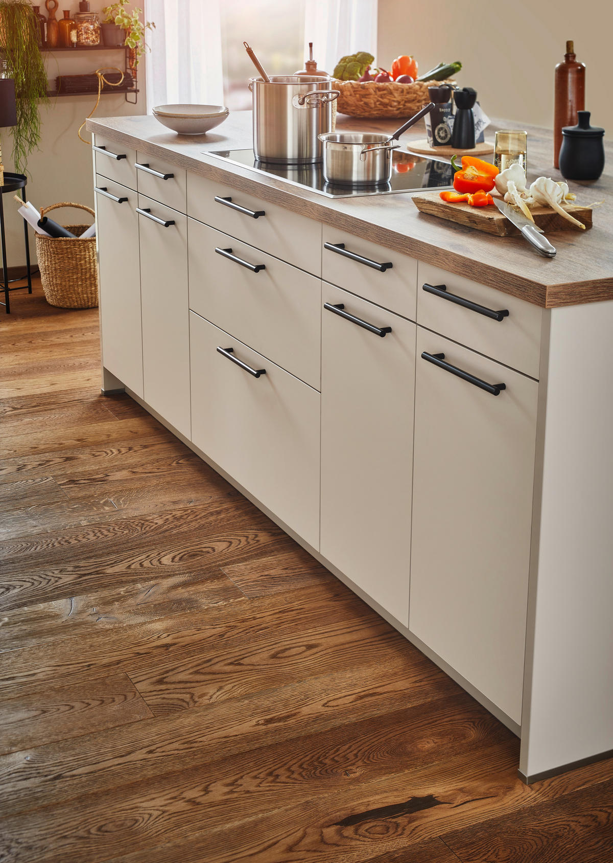 EINBAUKÜCHE PERFECT SOFT  - Kaschmir/Eichefarben, Design, Holzwerkstoff - Moderano