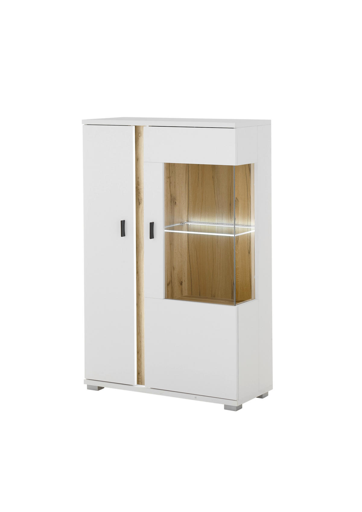 HIGHBOARD  in 80/125/35 cm  - Silberfarben/Eiche Wotan, Design, Glas/Holzwerkstoff (80/125/35cm) - MID.YOU