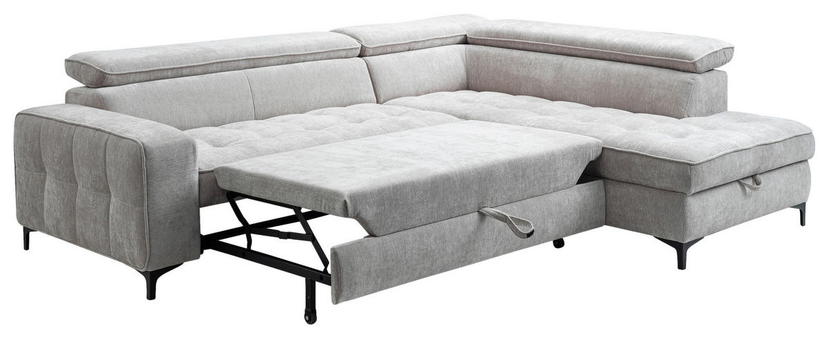 SOFFA i chenille ljusgrå  - ljusgrå/svart, Design, metall/textil (251/70-90/203cm) - Carryhome