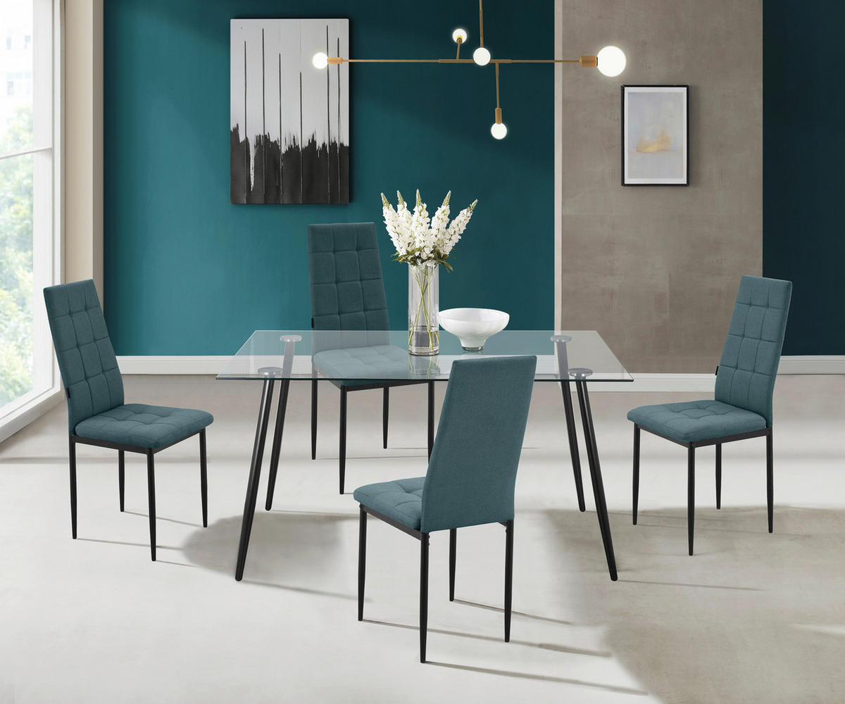 STUHL-SET Webstoff Dunkelgrün  - Dunkelgrün/Schwarz, Design, Textil/Metall (42/98/53cm) - MID.YOU