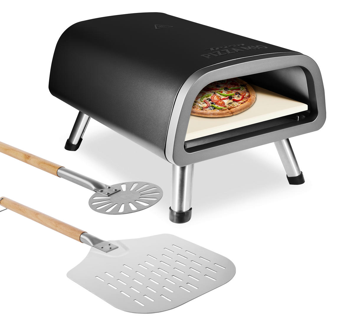 PIZZAOFEN - Schwarz, Basics, Metall (59/29,5/36cm) - Trisa Electronics