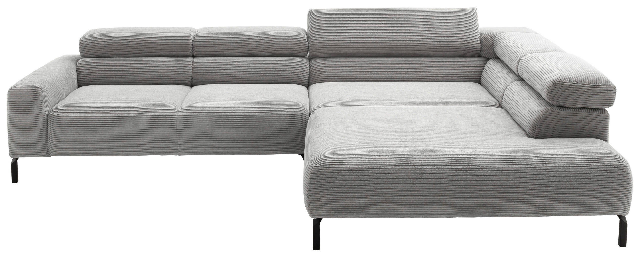 ECKSOFA inkl. Funktion in Cord Grau  - Schwarz/Grau, Modern, Textil/Metall (309/219cm) - Pure Home Lifestyle