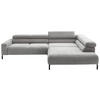 ECKSOFA inkl. Funktion Grau Cord  - Schwarz/Grau, MODERN, Textil/Metall (309/219cm) - Pure Home Lifestyle