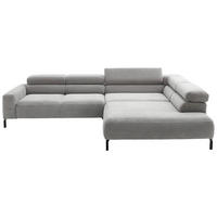ECKSOFA inkl. Funktion in Cord Grau  - Schwarz/Grau, Modern, Textil/Metall (309/219cm) - Pure Home Lifestyle