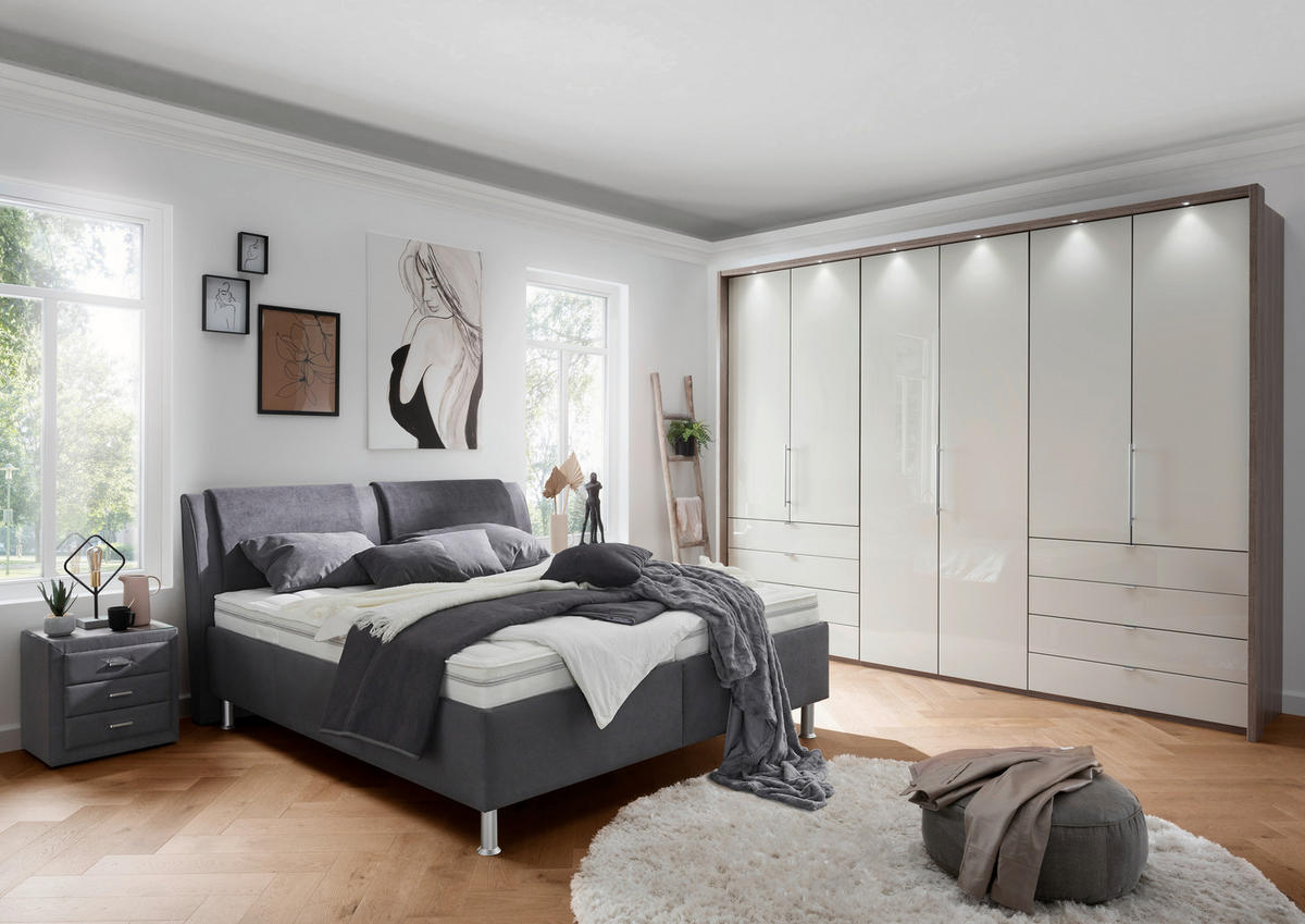 POLSTERBETT 180/200 cm,  in Anthrazit, Grau, Matratze, gepolstertes Kopfteil, Lattenrost, H2 + H2 = mittel  - Anthrazit/Alufarben, KONVENTIONELL, Holz/Holzwerkstoff (180/200cm) - Beldomo - Sleep