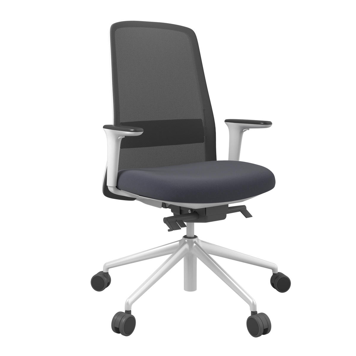 DREHSTUHL Schwarz, Weiß, Dunkelblau  - Schwarz/Weiß, MODERN, Kunststoff/Textil (70/103-115/70cm)