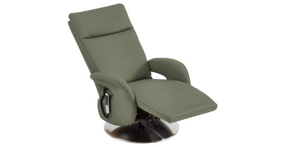 RELAXSESSEL in Leder Grün - Edelstahlfarben/Grün, Design, Leder/Metall (70/108/80cm) - Cantus